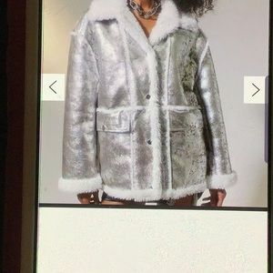 Urban Outfitters Silver Matlic Sherpa jacket